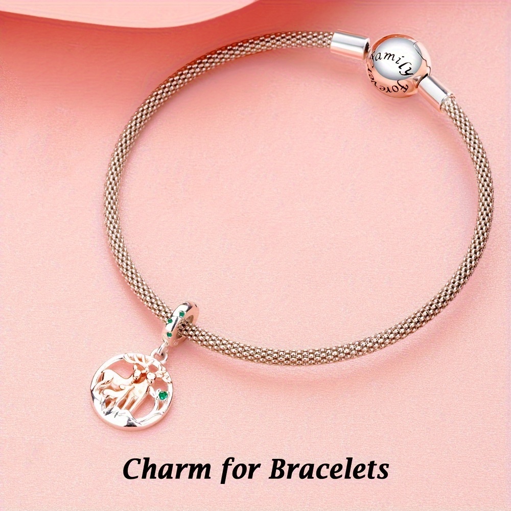 925 Silver Women Deer Family Dangle Charm for Bracelet & Necklace